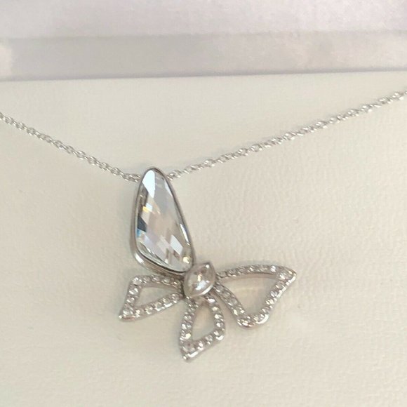 St Silver Crystal Butterfly Pendant Necklace NWT $175 - Picture 8 of 8